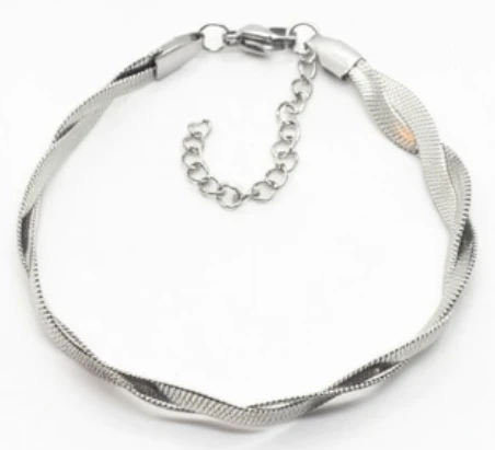 Pulsera de acero quirurgico trenza doble 18cm + 5cm